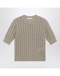 Max Mara - Cable-Knit Linen Crewneck Sweater - Lyst