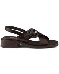 Prada - Leather Slingback Sandals - Lyst