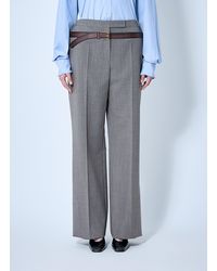 Prada - Technical Wool Pants With Printed Belt - Lyst