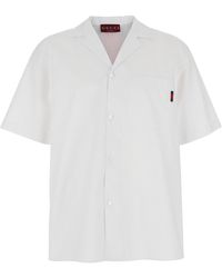 Gucci - Bowling Shirt With Web Detail On The Front And Maxi Web Print With Logo Lettering On The Rear - Lyst