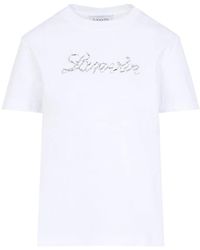 Lanvin - Embroidered Script Logo Cotton T-Shirt - Lyst