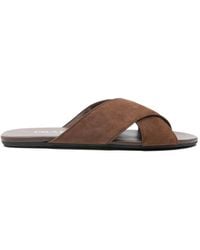 Prada - Suede Leather Flat Sandals - Lyst
