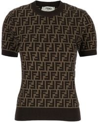 Fendi - Short Sleeve T-Shirt With All-Over Ff Motif - Lyst
