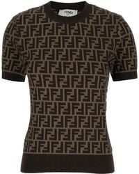 Fendi - Short Sleeve T-Shirt With All-Over Ff Motif - Lyst