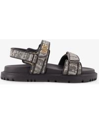 Dior - Dior Canvas Dioract Flat Sandals - Lyst