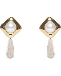 Self-Portrait - Self Portrait Pearl Crystal Bar Earrings - Lyst