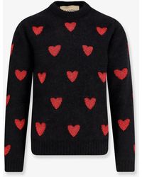 Valentino - Wool And Mohair Sweater With Lurex Hearts - Lyst