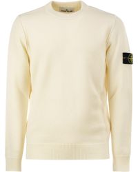 Stone Island - Crew-Neck Jumper With Reverse Stitch Details - Lyst