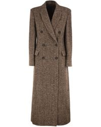 Brunello Cucinelli - Double-Breasted Wool And Alpaca Herringbone Coat - Lyst