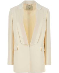 Fendi - Ivory Wool Blend Blazer - Lyst