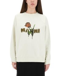 Marni - Cotton Sweatshirt With Tulip Print - Lyst