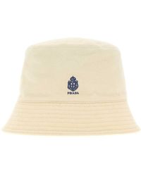 Prada - Cream Gabardine Bucket Hat - Lyst