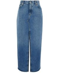 Gucci - Horsebit-Detail Denim Maxi Skirt - Lyst