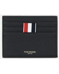 Thom Browne - Single Card Holder Soft Pebble Grain Leather - Lyst