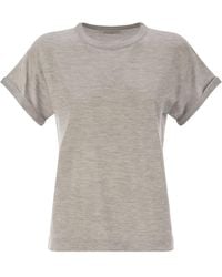 Brunello Cucinelli - Sparkling Lightweight Cashmere And Silk Sweater - Lyst
