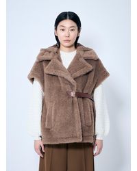 Max Mara - Teddy Fabric Gilet Cape - Lyst