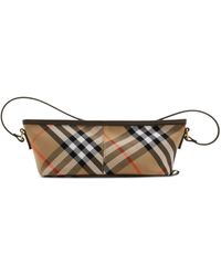 Burberry - Check Baguette Shoulder Bag - Lyst