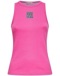 Marni - Fuchsia Ribbed Cotton Logo Tank Top - Lyst