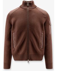 Moncler - Virgin Wool Cardigan With Logo Patch - Lyst