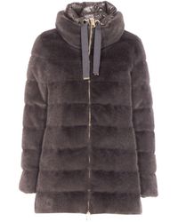 Herno - A-Shape Faux Fur Down Jacket - Lyst