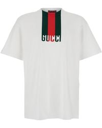 Gucci - Stripe Web T-Shirt - Lyst