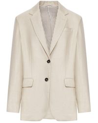 Brunello Cucinelli - Single-Breasted Tailored Linen Jacket - Lyst