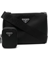 Prada - Re-Nylon Leather And Nylon Shoulder Bag - Lyst