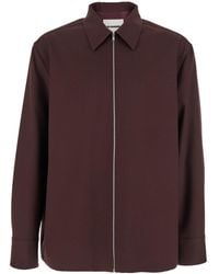 Jil Sander - Bordeaux Shirt With Classic Collar And Front Zip Closure - Lyst