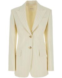 Sportmax - Cream Aversa Single-Breasted Striped Blazer - Lyst