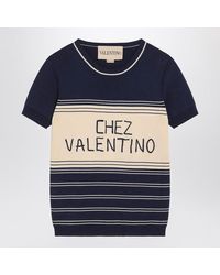 Valentino - Ribbed Top With Chez Embroidery - Lyst