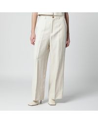 P.A.R.O.S.H. - Sandcolored Linenblend Trousers - Lyst