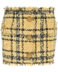Balmain - Embroidered Tweed Mini Skirt - Lyst