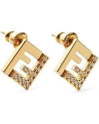 Fendi - Forever Metal And Crystal Earrings - Lyst