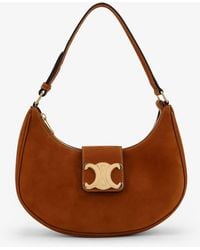 Celine - Ava Medium Triomphe Suede Shoulder Bag - Lyst