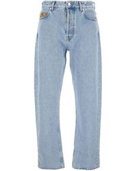 Gucci - Jeans With Gg Detail On The Pocket And Logo Patch On - Lyst