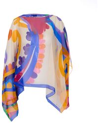 Etro - Asymmetrical Poncho Top With Floral Print - Lyst