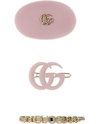 Gucci - Two-Tone Leather And Metal Hair Clips Set - Lyst