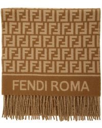 Fendi - Scarf With Logo Lettering On The Front And All-Over Ff Motif - Lyst