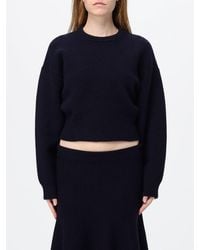 Alaïa - Cropped Cashmere Crewneck Jumper With Dropped Shoulders - Lyst