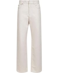 Fendi - Cotton Denim Straight Jeans With Ff Motif - Lyst