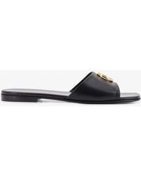 Gucci - Slide Sandals With Metal Gg Logo - Lyst