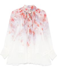 Zimmermann - "Crush" Blouse With Floral Print And Draped Design - Lyst