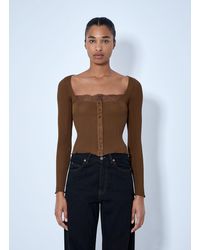 Saint Laurent - Ribbed Lacy Button Up Top - Lyst