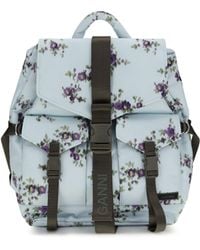 Ganni - Re-Tech Nylon Backpack With Floral Pattern - Lyst