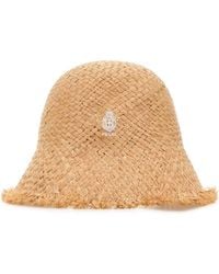 Prada - Raffia Baseball Cap With Calf Skin Details - Lyst