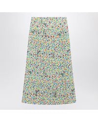 Valentino - Multicolored Pleated Silk Midi Skirt - Lyst