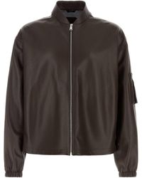Fendi - Chocolate Nappa Leather Bomber Jacket - Lyst