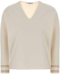 Max Mara - Ivory Stretch Wool Blend Undici Sweater - Lyst