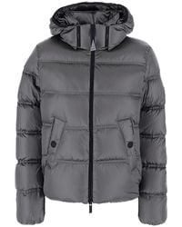 Moncler - 'Sensation' Down Jacket With Hood And Logo Patch On The Sleeve - Lyst