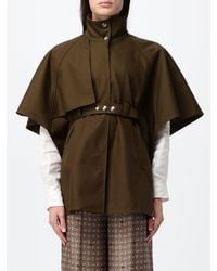 Max Mara - Cropped Cotton Cape With A High Neck And An Adjustable Belt - Lyst